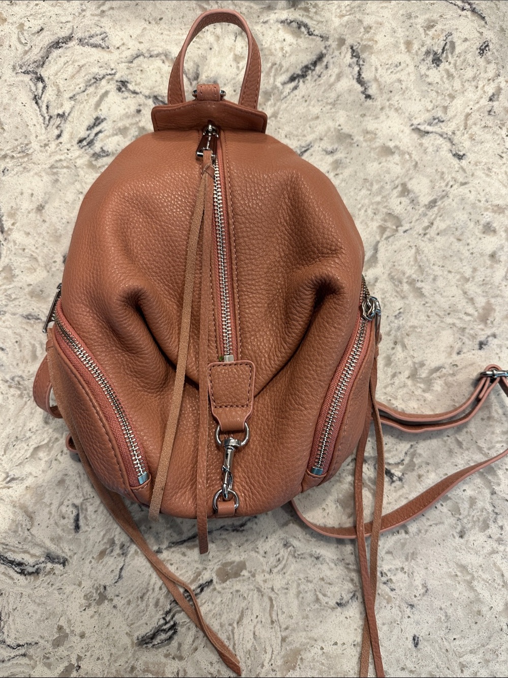 Versatile Brown Leather Backpack Purse